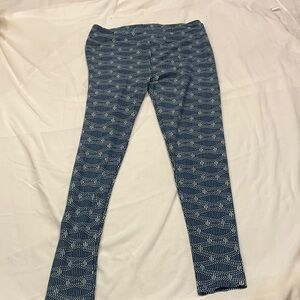 LuLaRoe Blue and White Geometric Leggings